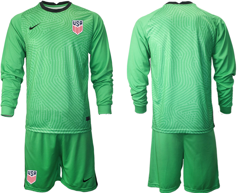 Men 2020-2021 Season National team United States goalkeeper Long sleeve green Soccer Jersey